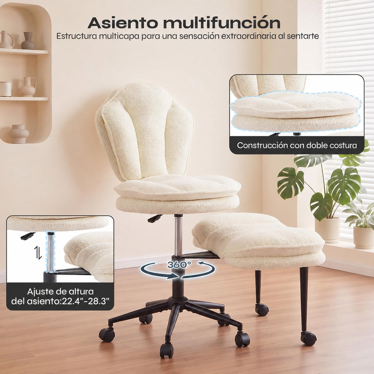 planeora cross legged office chair adjustable height swivel off white 01 es